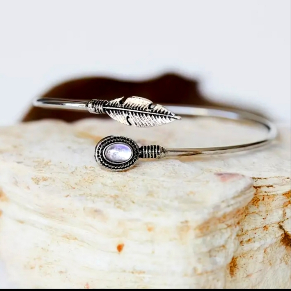 Feather moonstone bracelet